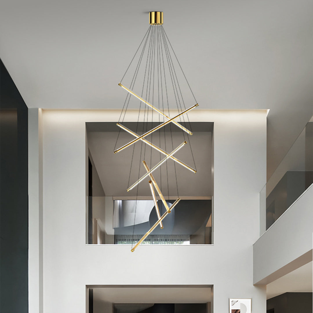 LED Linear Chandelier - Nordic Minimalist Lighting, Modern LED Pendant Light, Sleek Design, Home Decor Lighting, Energy-Efficient Chandelier, Contemporary Ceiling Fixture, Adjustable Length LED Light