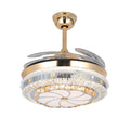 Gold Crystal Design Ceiling Fan with Light - 4-Blade Invisible Lamp