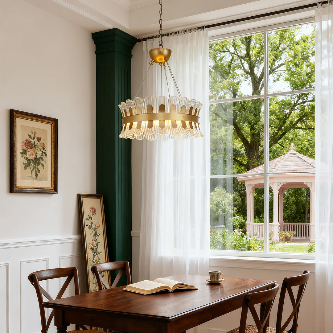 Gold Light Chandelier LED Round Luxury Adjustable Ceiling Fixture