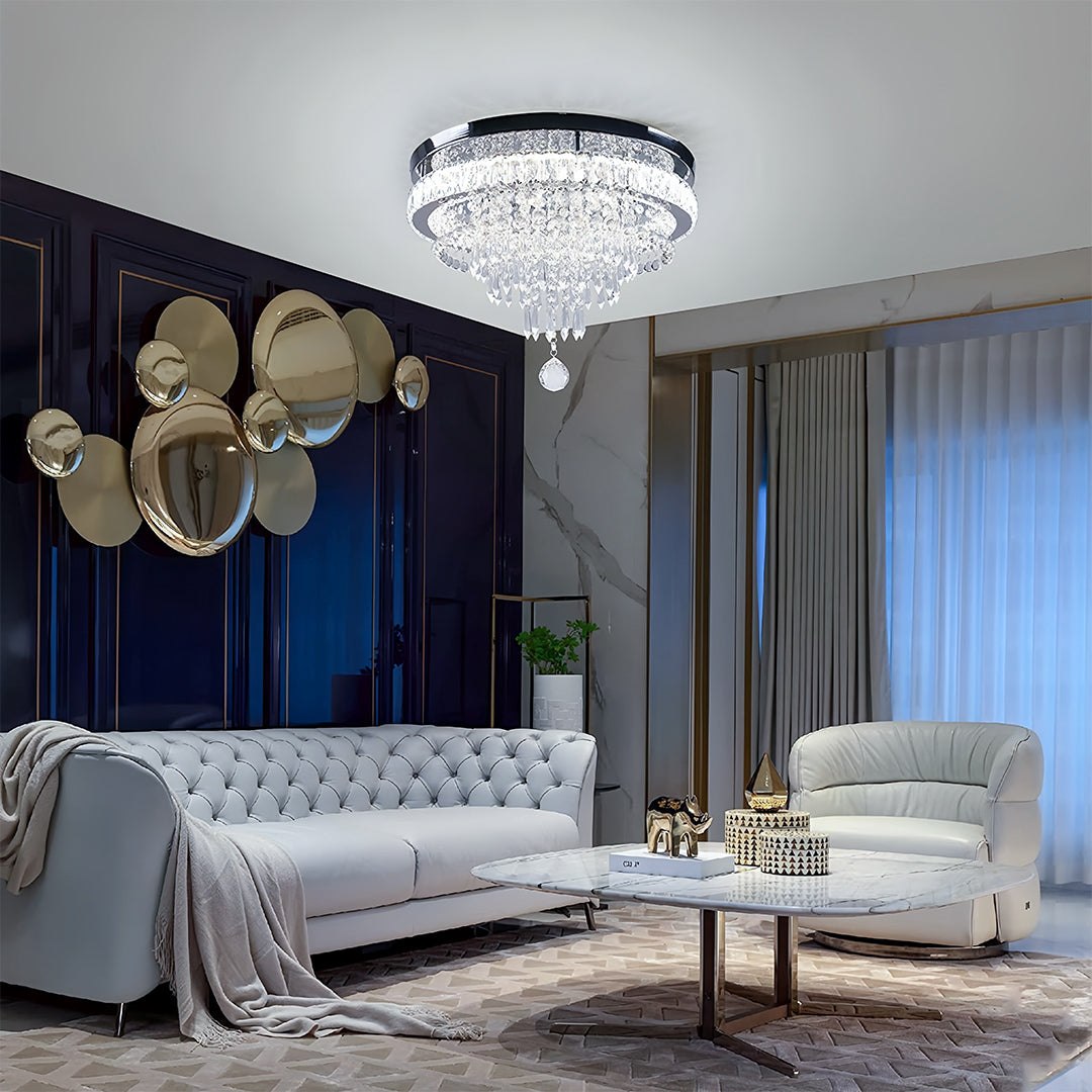 Gold Flush Mount Light - Modern Luxury Round Ceiling Fixture