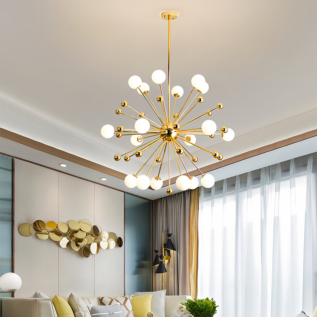 12-Light Sputnik Chandelier - Nordic Gold Iron LED Ceiling Light