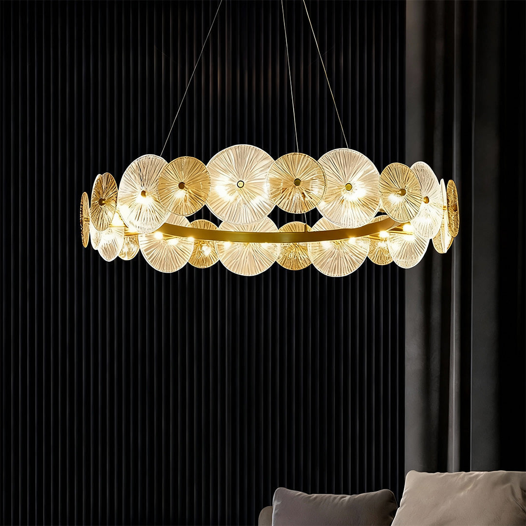 Large Silver Iron Frame Chandelier - Clear Glass Ceiling Light