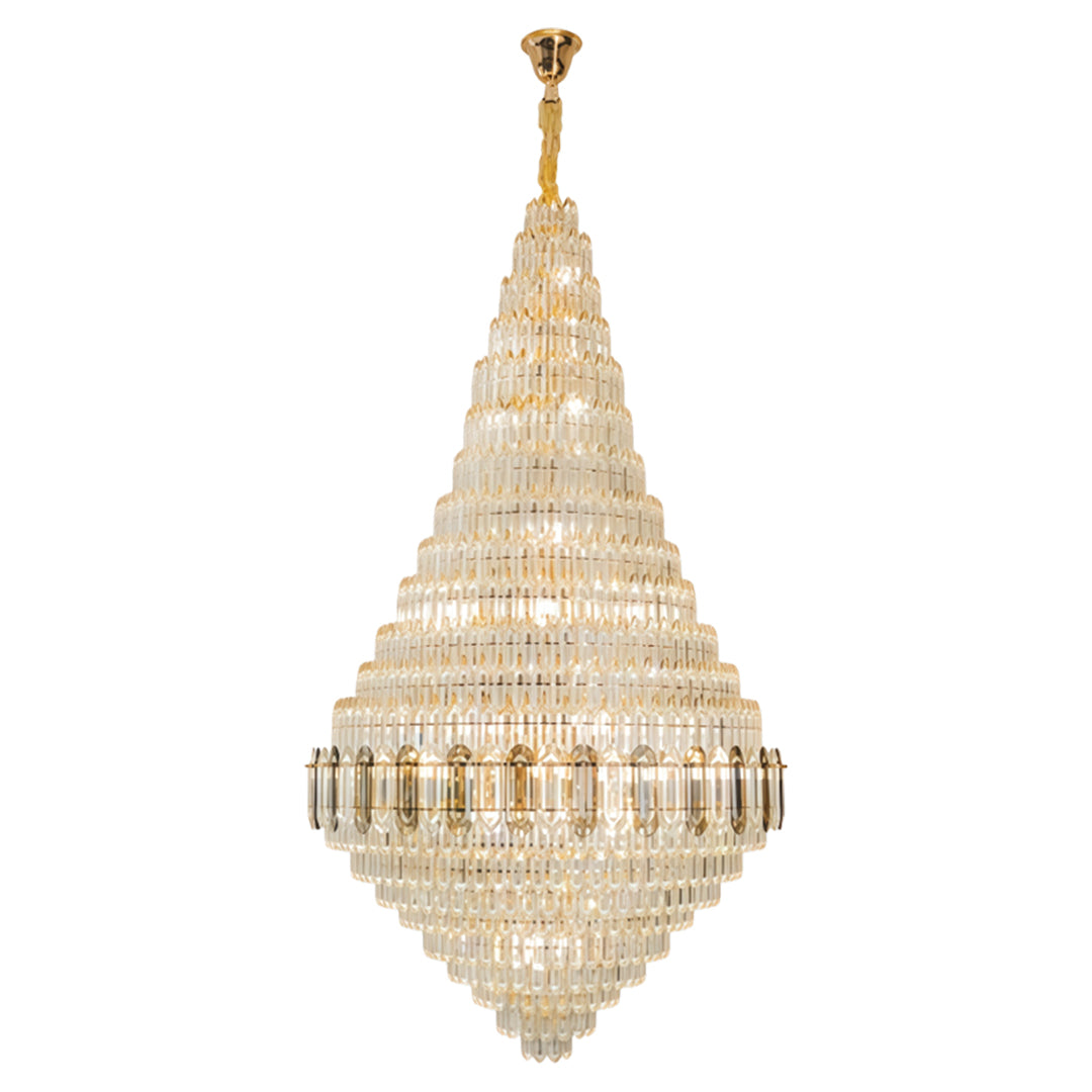 Large Gold Crystal Chandelier Luxury Art Glass Ceiling Light Adjustable