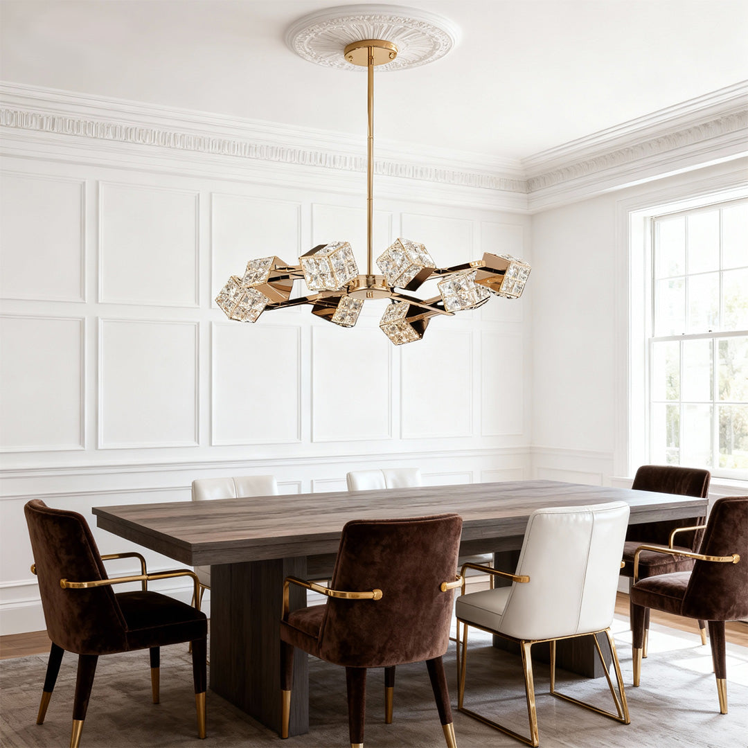 Luxury Crystal Cube Chandelier Modern Ceiling Light