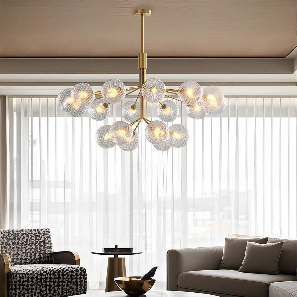Luxury Copper Glass Ball Chandelier Modern Ceiling Light
