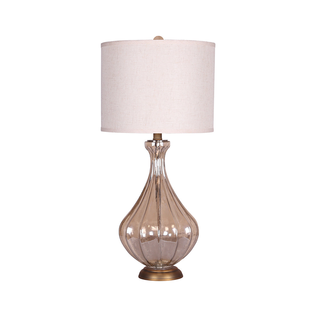 Elegant Glass Base Table Lamp with Classic Linen Shade