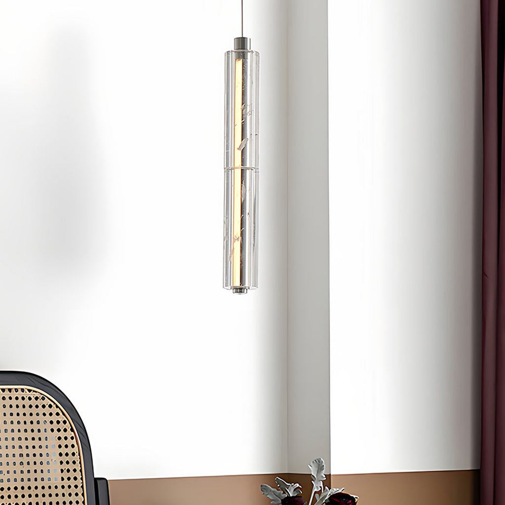 Modern Crystal Pendant Light Linear Ceiling Fixture Minimalist Design