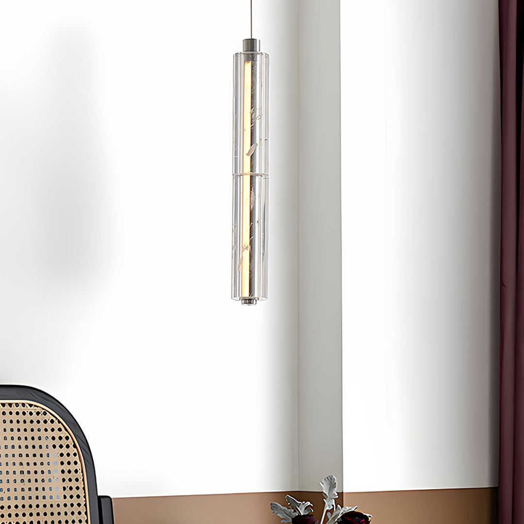 Modern Crystal Pendant Light Linear Ceiling Fixture Minimalist Design
