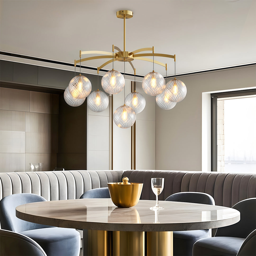 Modern Glass Ball Chandelier - Full Copper Ceiling Light
