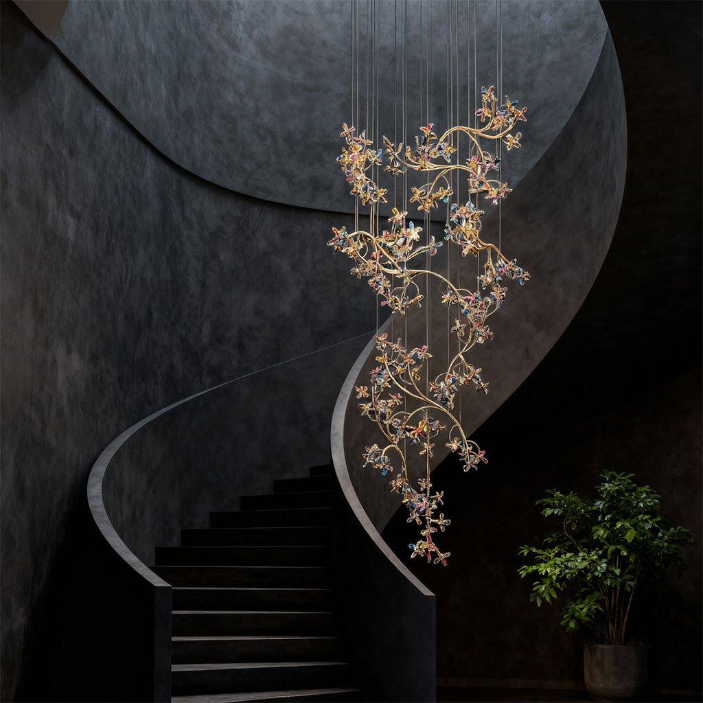 Modern Crystal Rotating Ceiling Chandelier for Staircase