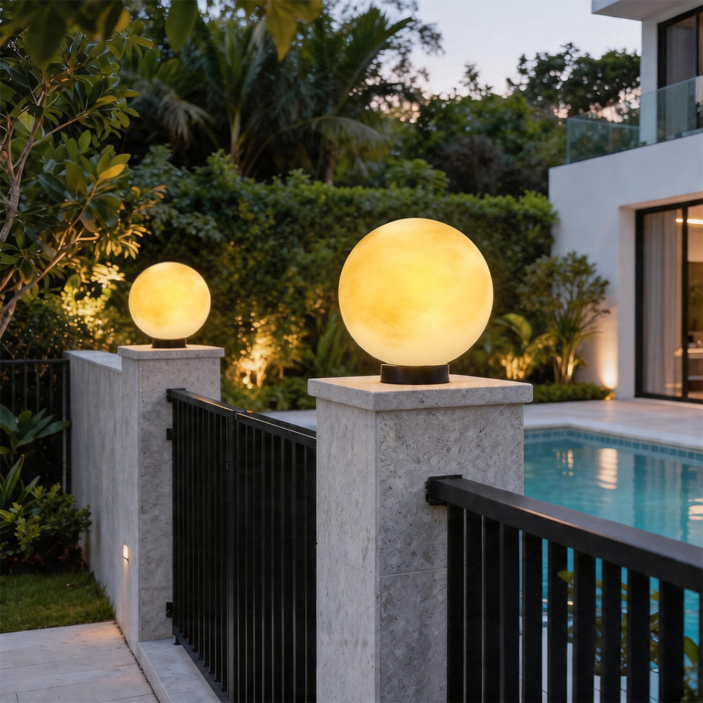 Moon Pillar Lights Waterproof LED Resin Lamp - Modern Decorative Lighting for Home & Garden