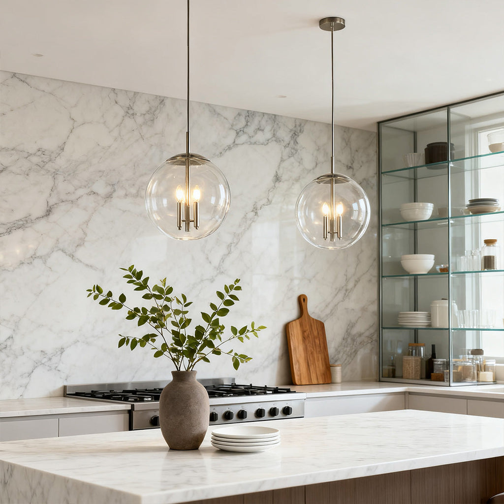 Glass Orb Pendant Light - Contemporary Chic Silver Ceiling Fixture