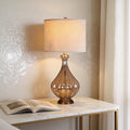 Elegant Glass Base Table Lamp with Classic Linen Shade