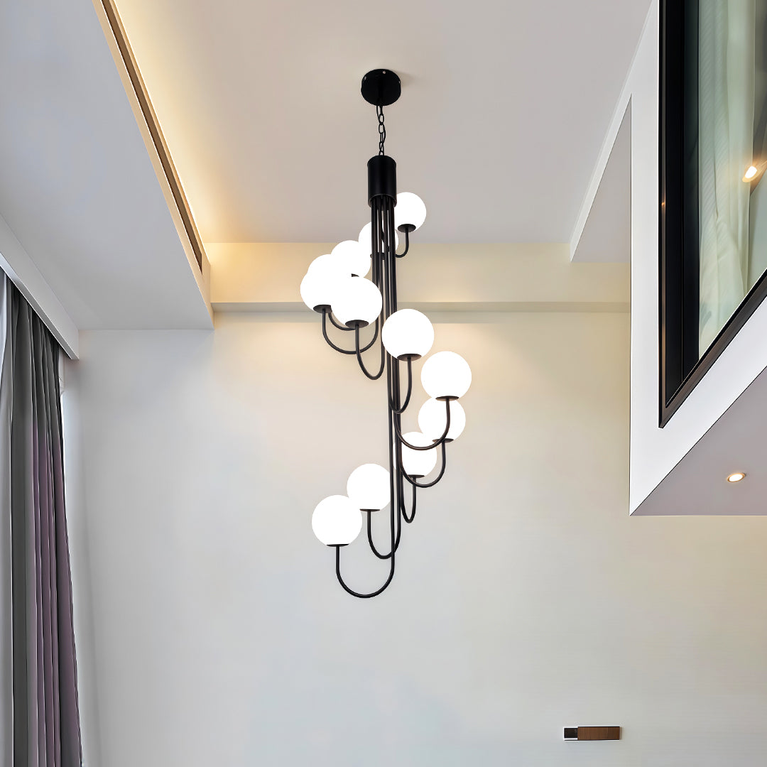 Spiral Globe Chandelier - Elegant French Ceiling Light Fixture