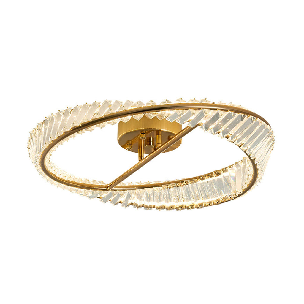 Luxury Gold Mobius Crystal Flush Mount Light Fixture