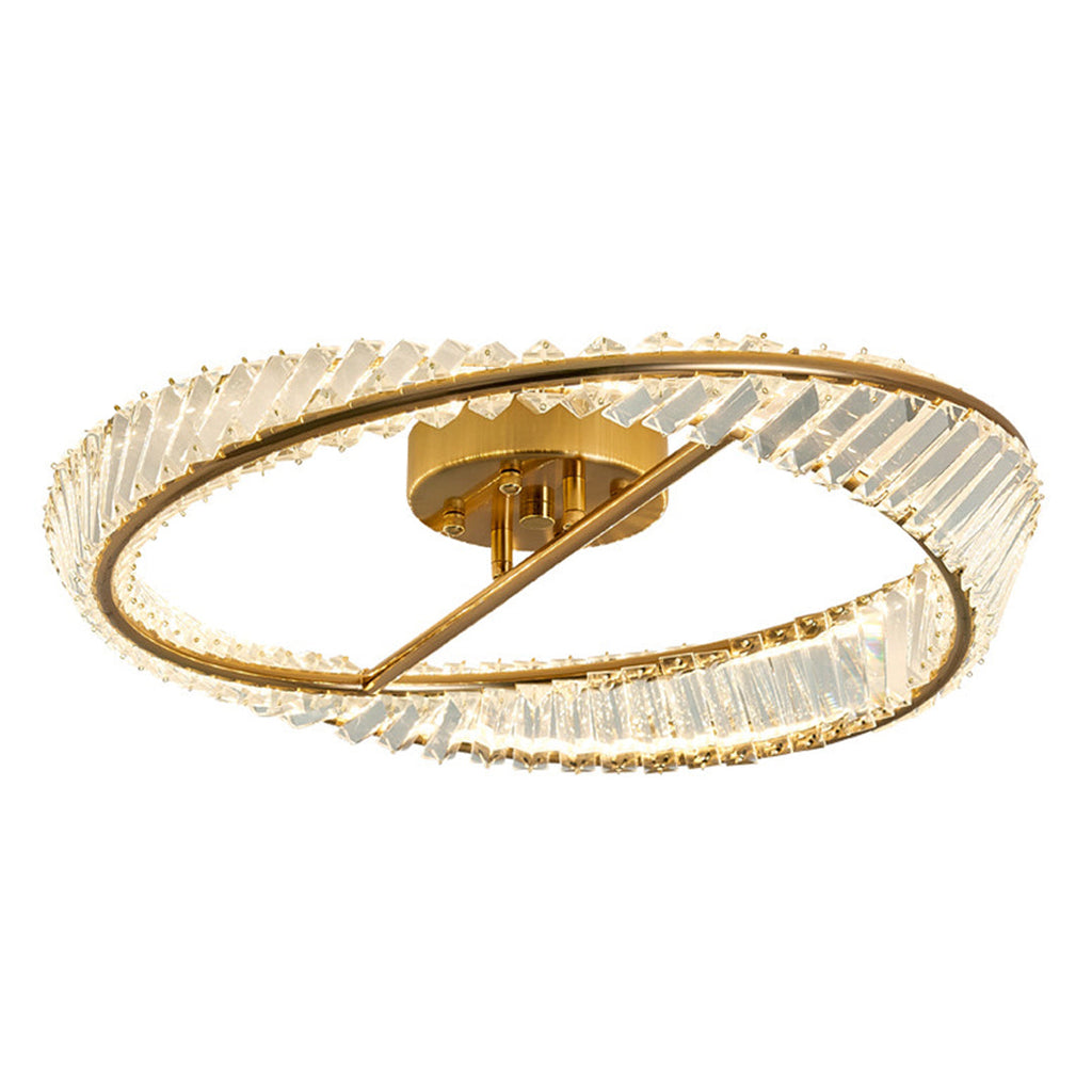 Luxury Gold Mobius Crystal Flush Mount Light Fixture