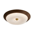 Vintage Art Deco Walnut Flush Mount Ceiling Light - Full-Spectrum Illumination