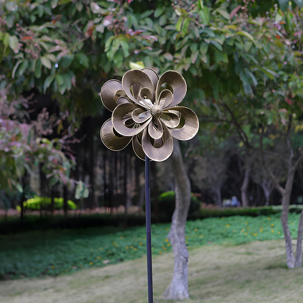 Elegant Vintage Iron Wind Spinner Solar Garden Stake Lights - 2Pcs Outdoor Decor, Garden Art, Solar-Powered Wind Spinner, Vintage Garden Lights, Decorative Yard Accessories