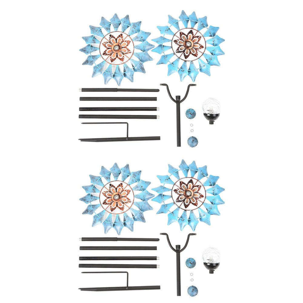 Elegant Vintage Iron Wind Spinner Solar Garden Stake Lights - 2Pcs Outdoor Decor, Garden Art, Solar-Powered Wind Spinner, Vintage Garden Lights, Decorative Yard Accessories