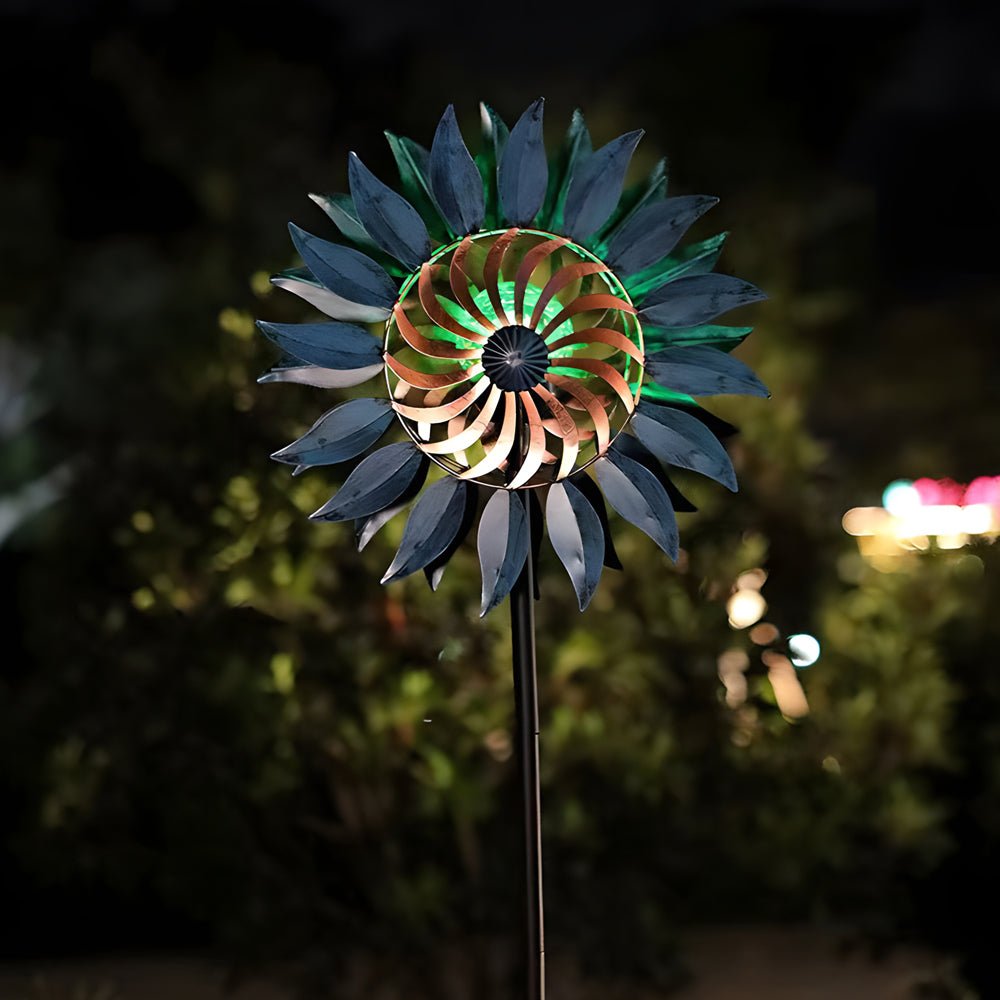 Elegant Vintage Iron Wind Spinner Solar Garden Stake Lights - 2Pcs Outdoor Decor, Garden Art, Solar-Powered Wind Spinner, Vintage Garden Lights, Decorative Yard Accessories