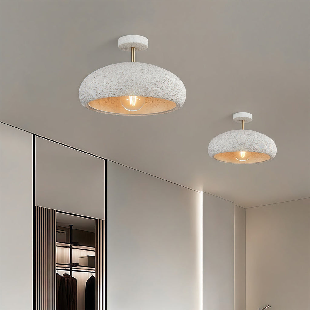 White Wabi-Sabi Semi Flush Ceiling Light - Ambient Lamp for Elegant Spaces