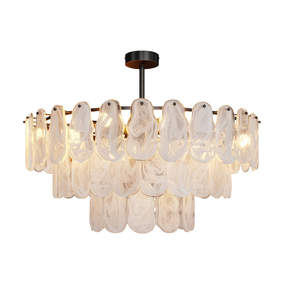Midcentury Modern Copper Glass Chandelier Ceiling Light
