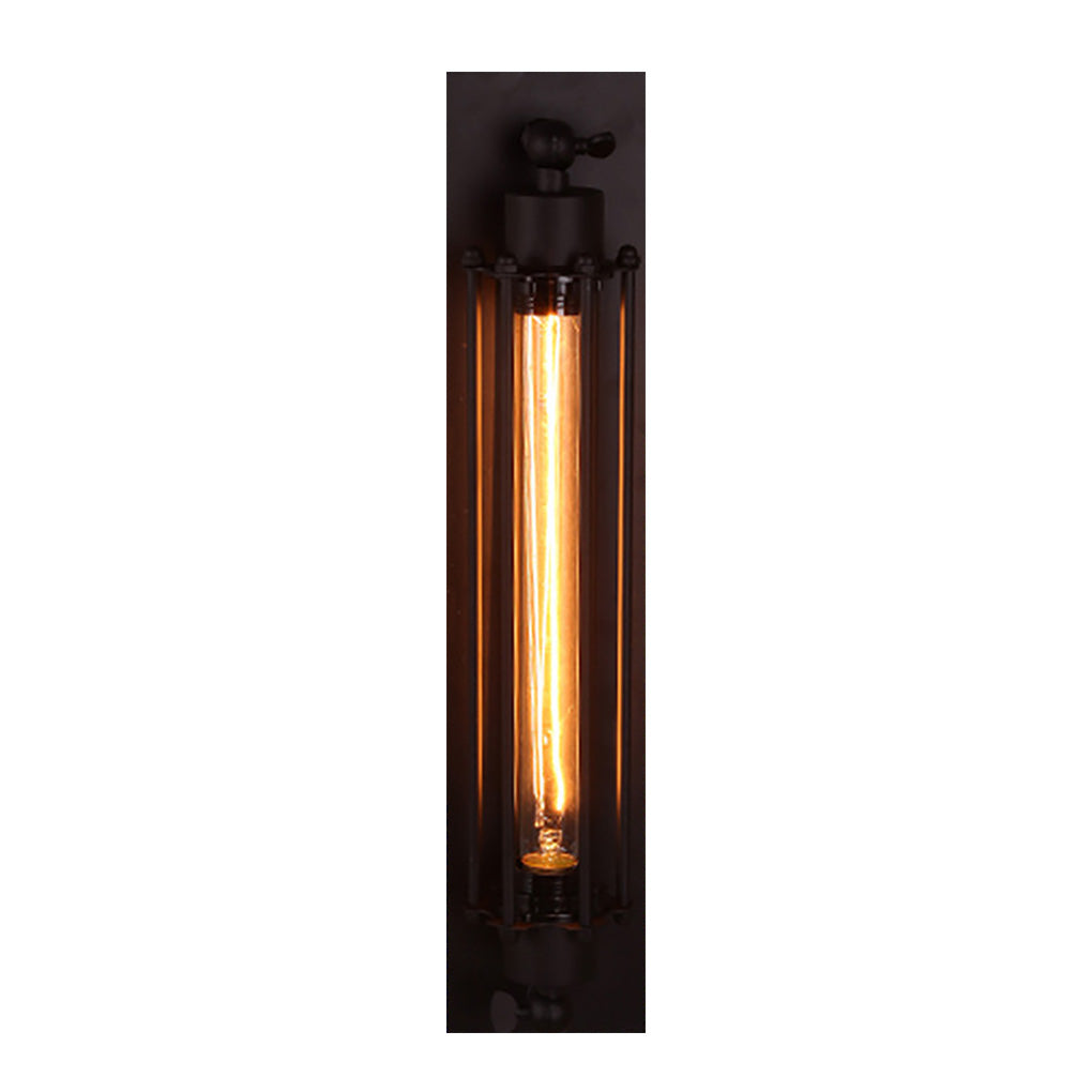 Vintage Industrial Black Iron Linear Wall Sconce