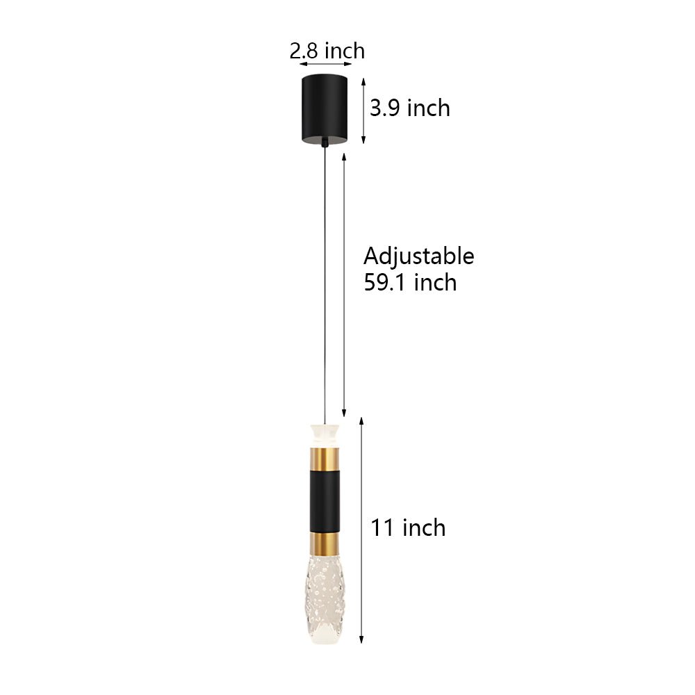 Elongated Cylindrical Aluminum LED Pendant Light - 3 Step Dimming Modern Design