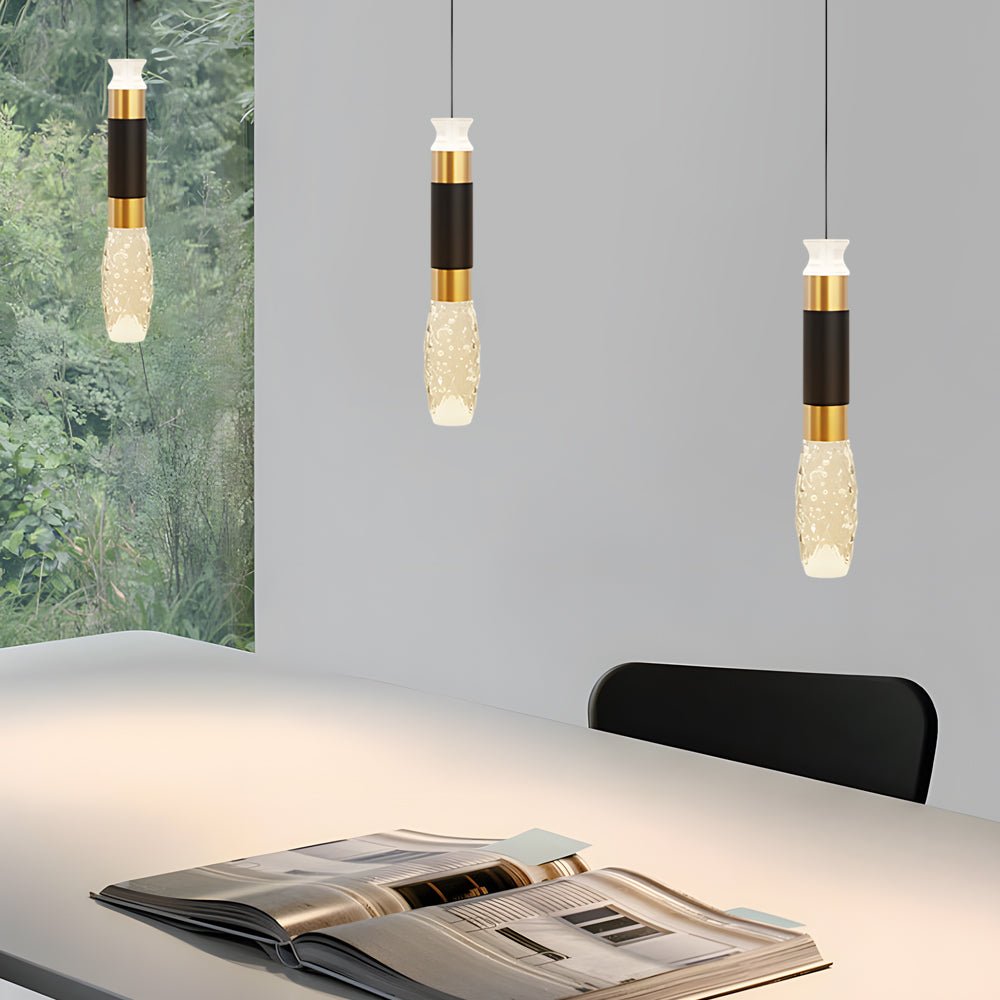 Elongated Cylindrical Aluminum LED Pendant Light - 3 Step Dimming Modern Design