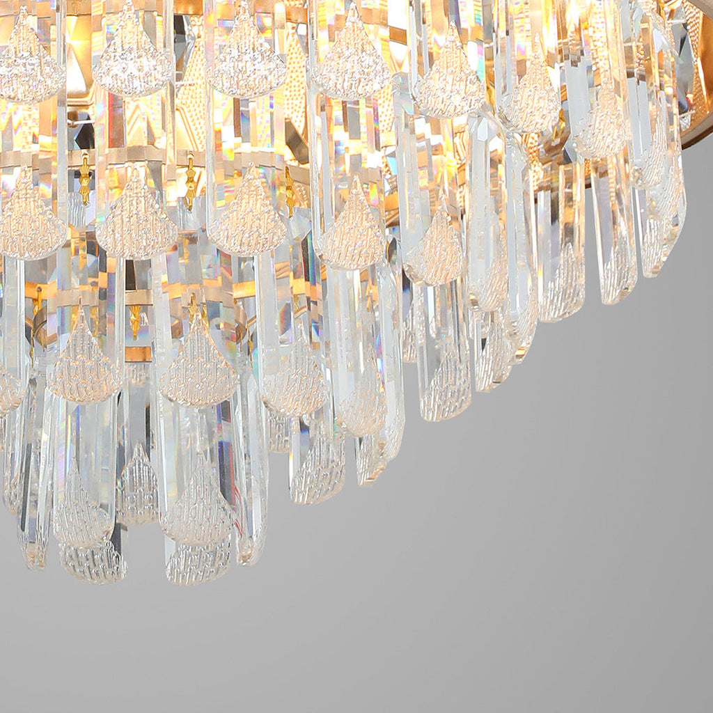 Luxury Gold Crystal Ceiling Fan with Pendant Light