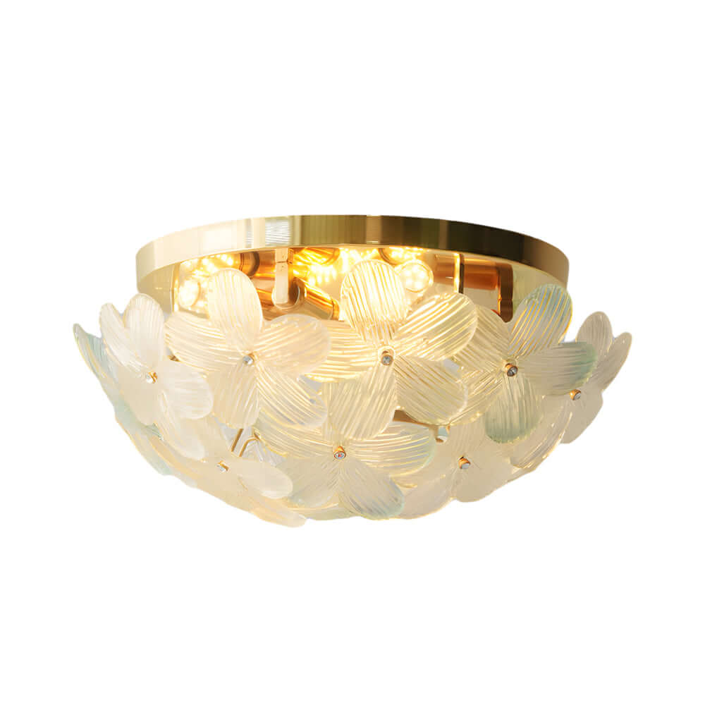 French Petal Glass Semi Flush Mount Ceiling Light