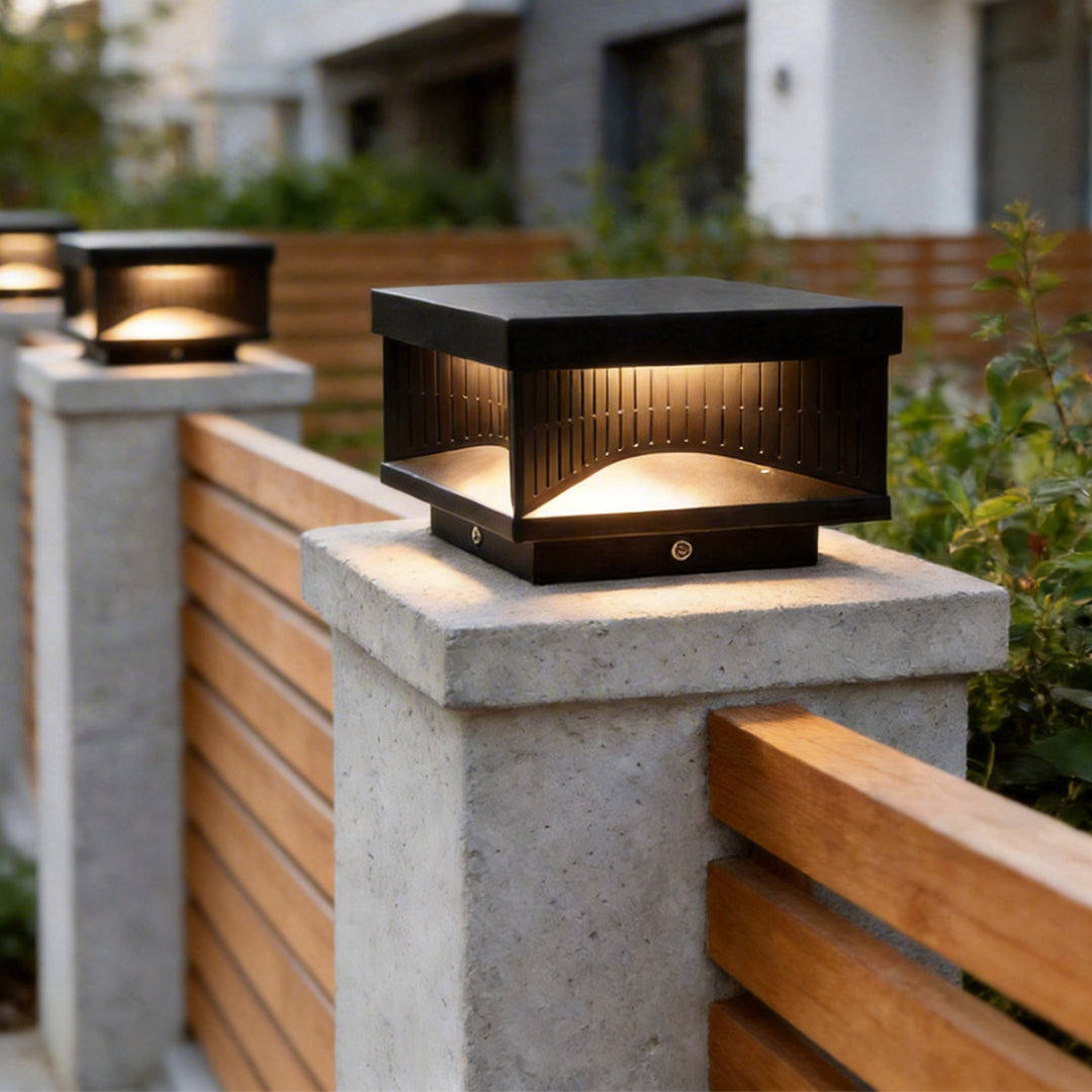 Square Outdoor Pillar Lights - Decorative LED Stripe Lighting