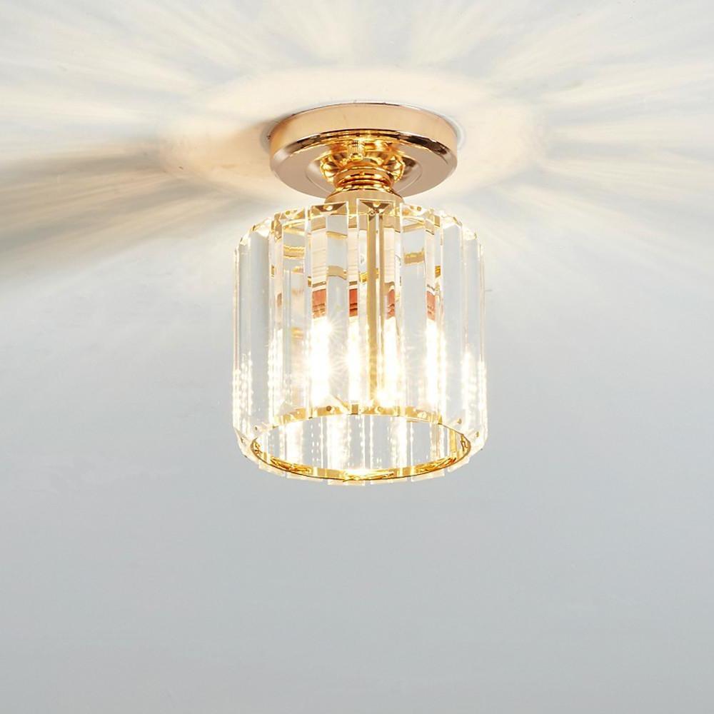 Crystal Foyer Semi Flush Mount Lighting - Modern Ceiling Lights for Entryway, Hallway, and Living Room