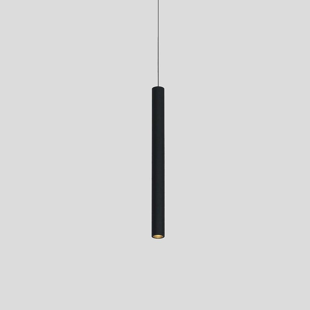 Thin Stick Black Pendant Light with Integrated LED Downlight