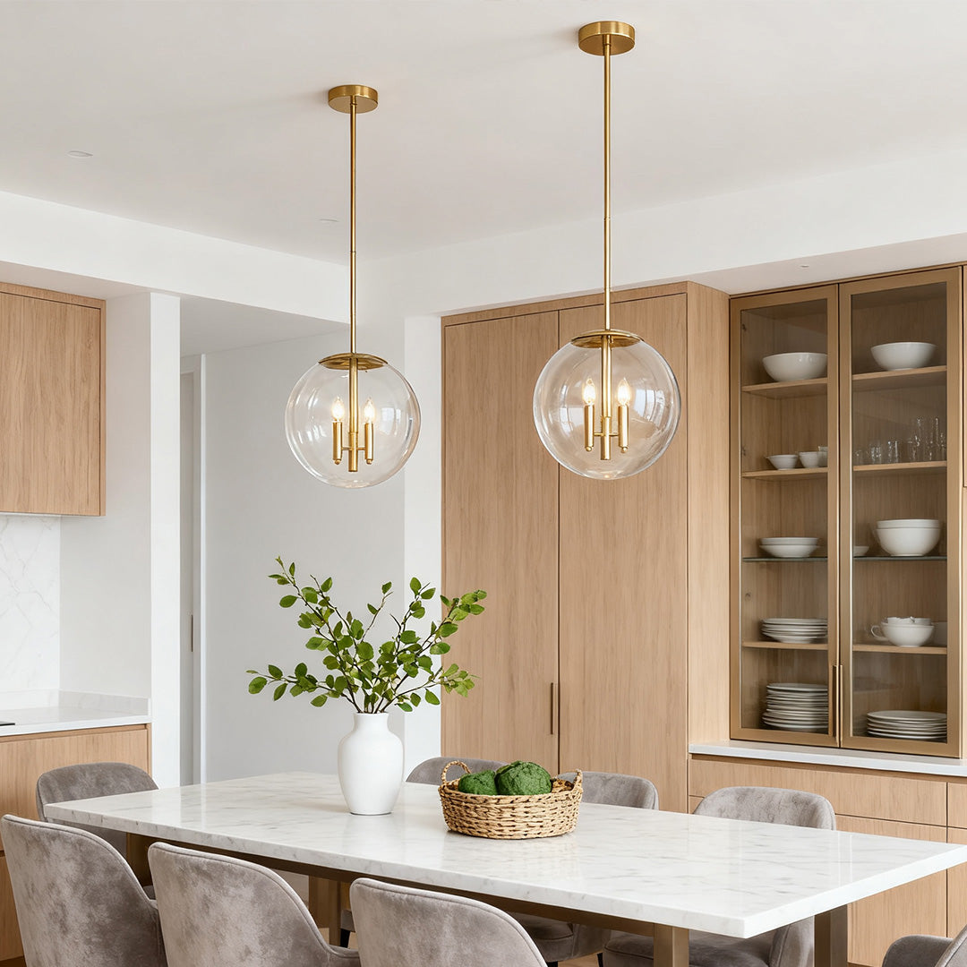 Clear Globe Pendant Light - Elegant Transparent Glass Ceiling Fixture