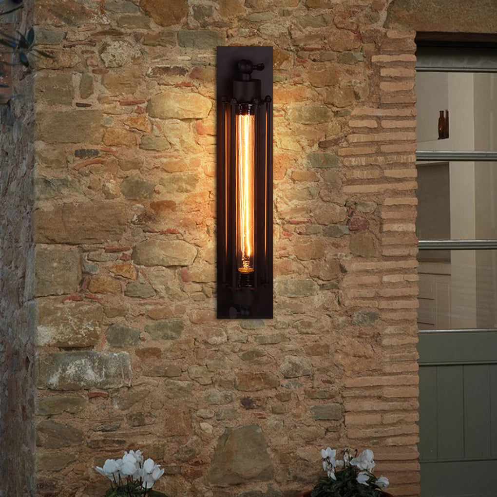 Vintage Industrial Black Iron Linear Wall Sconce