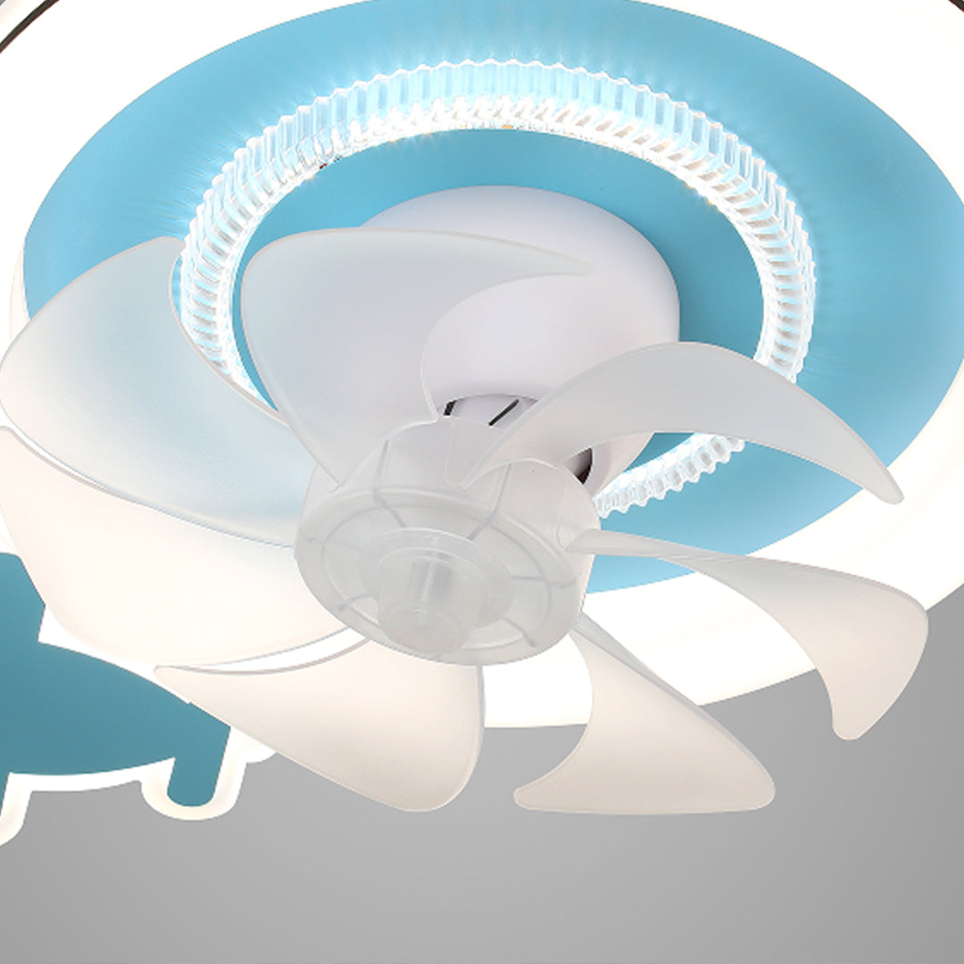 Children's Ceiling Fan with Lights Quiet Motor Blue White Lamp