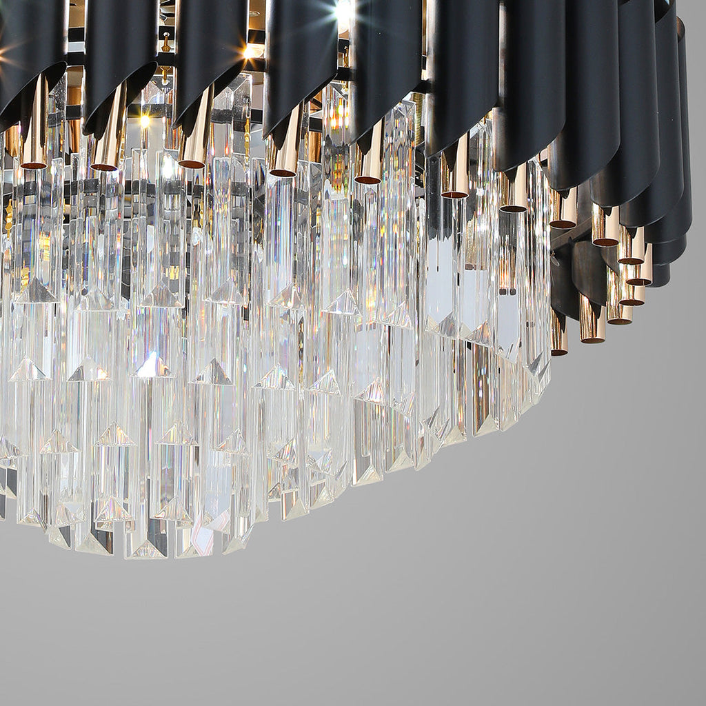 Black Ceiling Fan with Light - Luxury Transparent PC Blade Iron Design