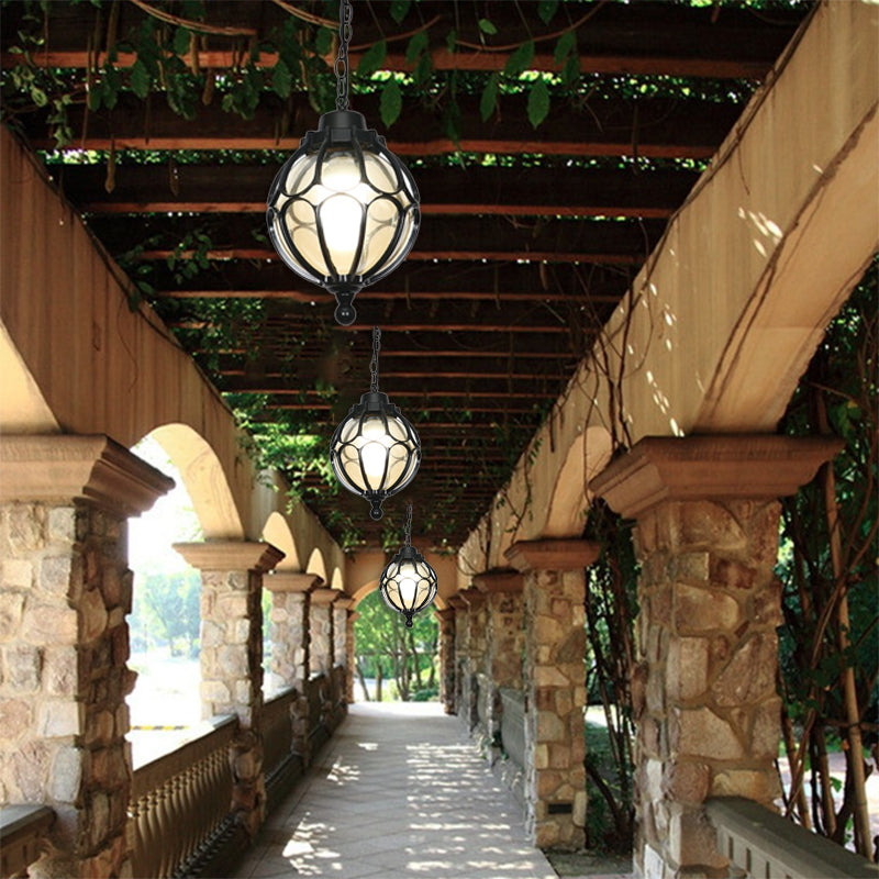 Traditional European Aluminum Iron Glass Pendant Light - Waterproof 1-Light Fixture for Outdoor Patio