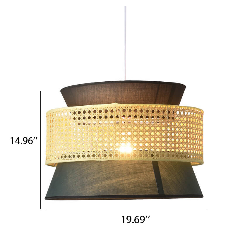 Modern Rattan Japanese Drum Pendant Light - 1-Light Fixture for Home Decor