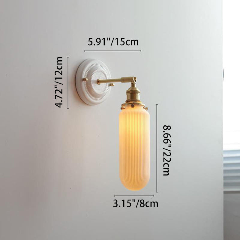 Traditional Vintage Round Ceramic Brass Wall Sconce Lamp for Living Room
