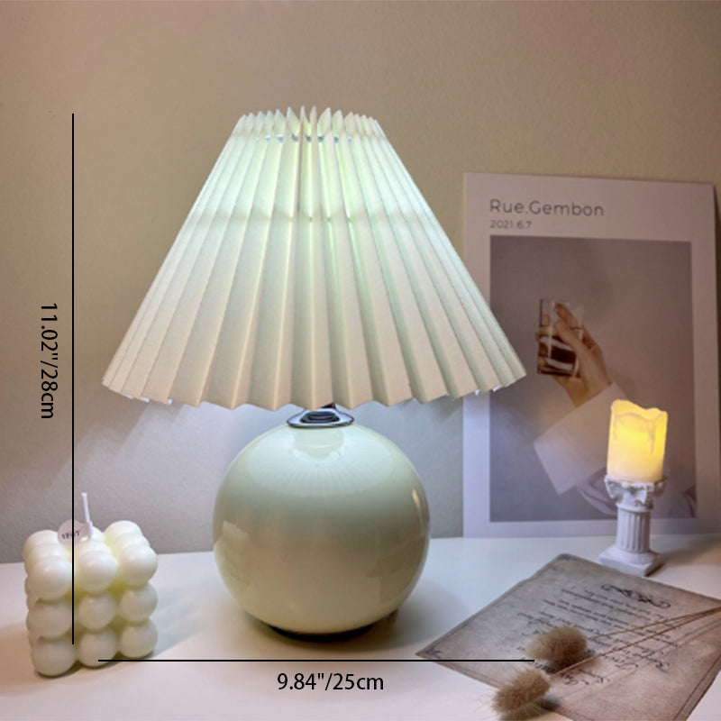 Modern Minimalist Pleated Fabric Ceramic Table Lamp - 1-Light for Bedroom