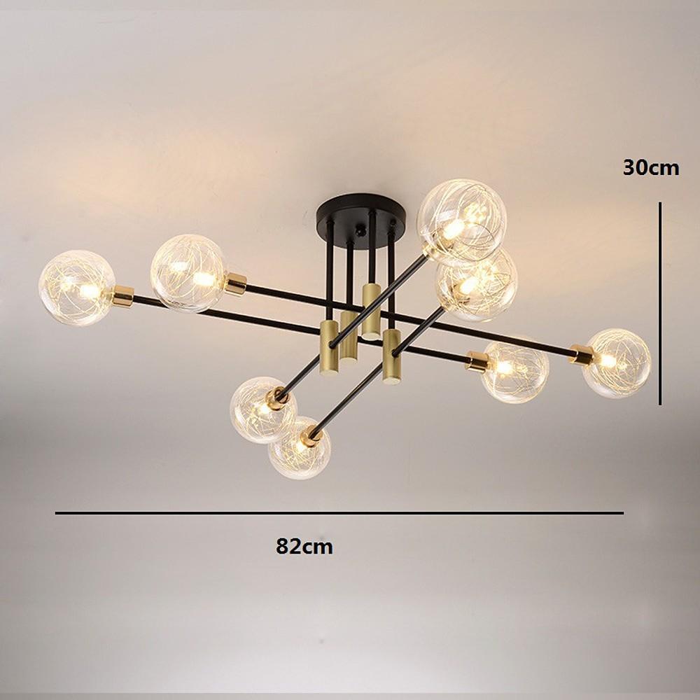 8-Light Electroplated Metal Glass LED Flush Mount Lighting