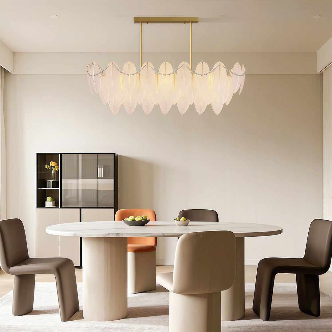 Feathers Chandelier Modern Copper Pearl Ceiling Light