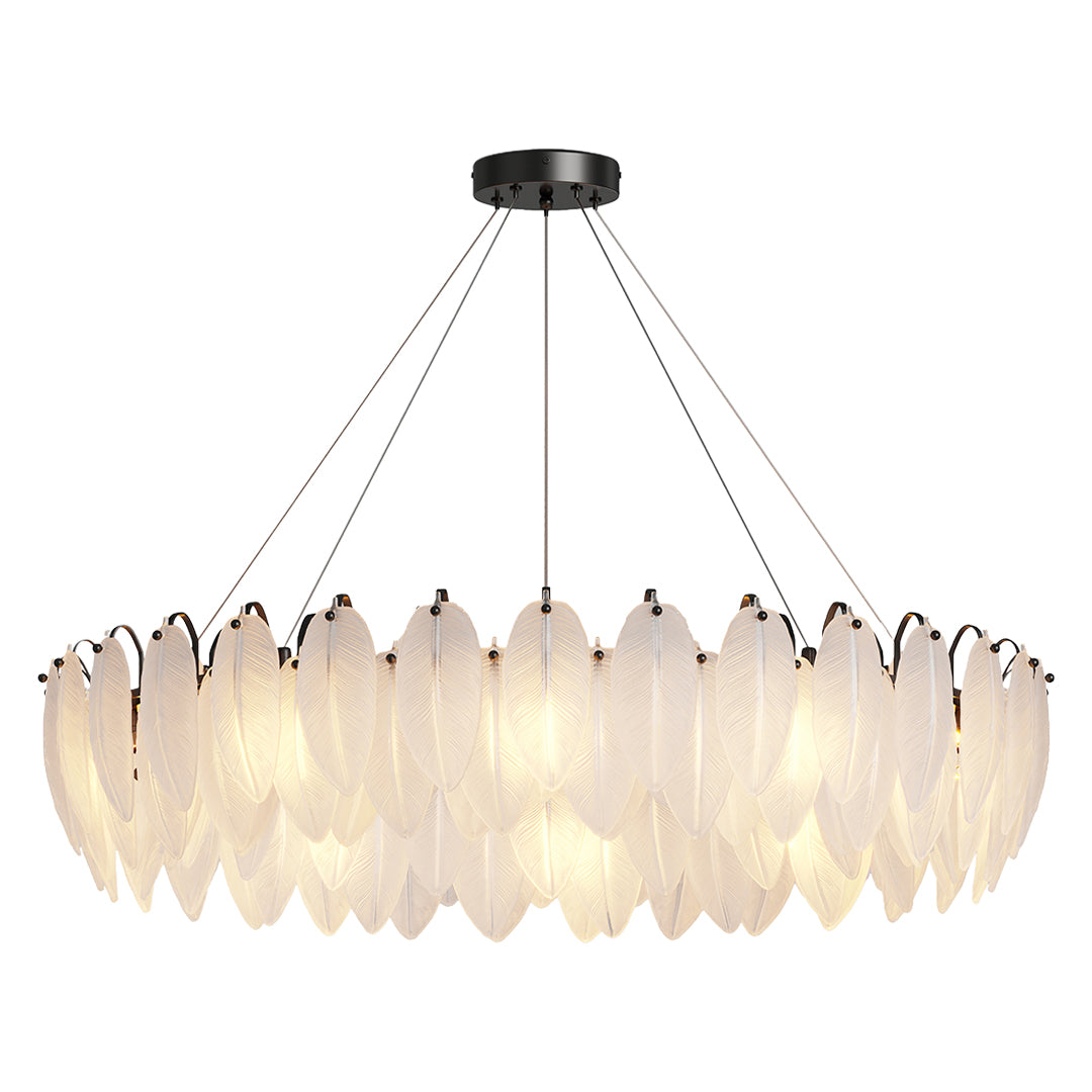 Modern Luxury Feather Glass Chandelier Ceiling Light