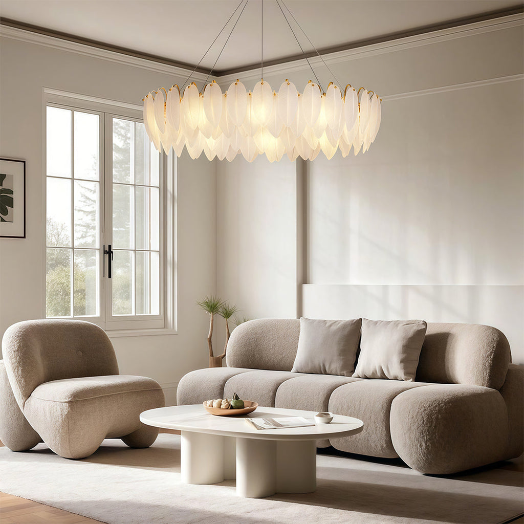 Modern Luxury Feather Glass Chandelier Ceiling Light