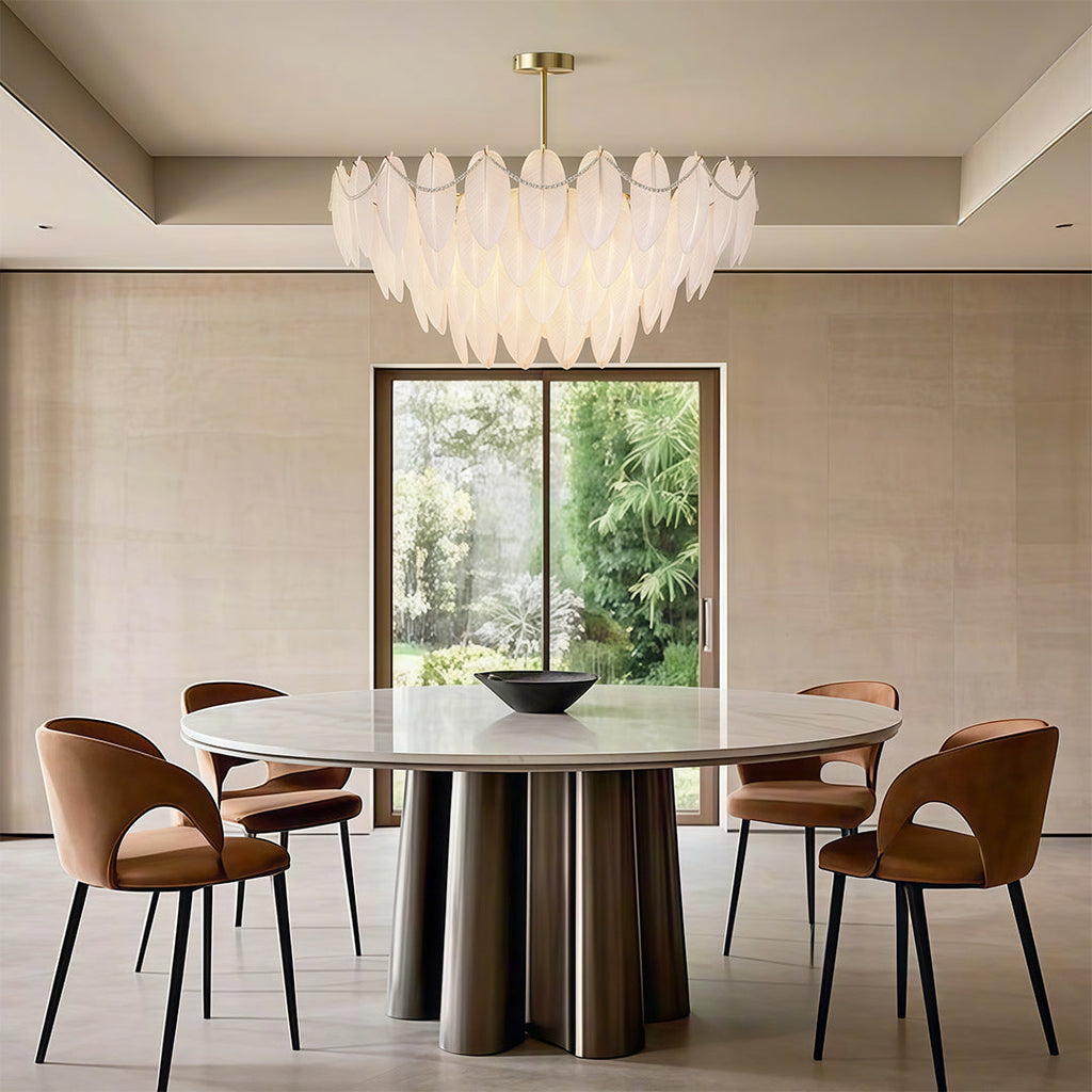 Feathers Chandelier Modern Copper Pearl Ceiling Light