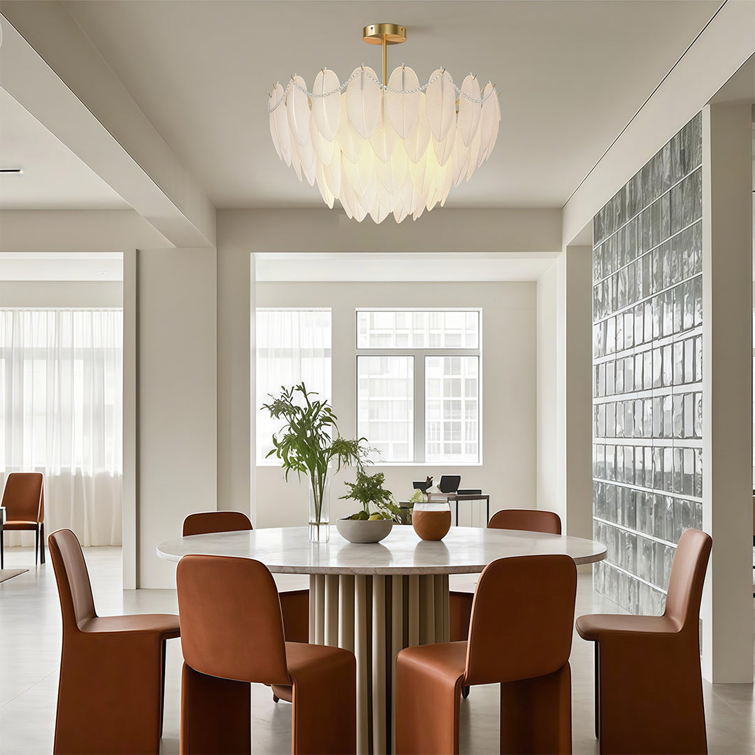 Feathers Chandelier Modern Copper Pearl Ceiling Light