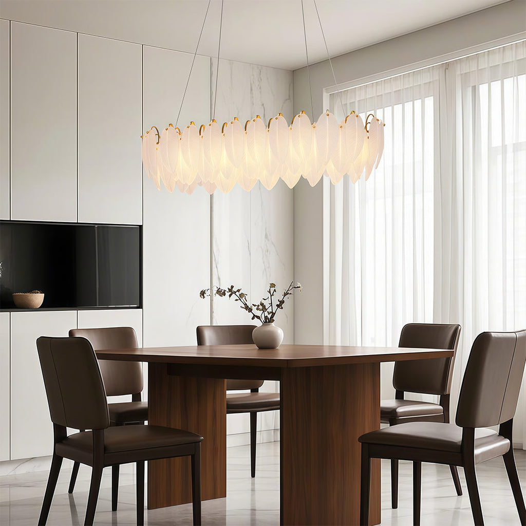 Modern Luxury Feather Glass Chandelier Ceiling Light
