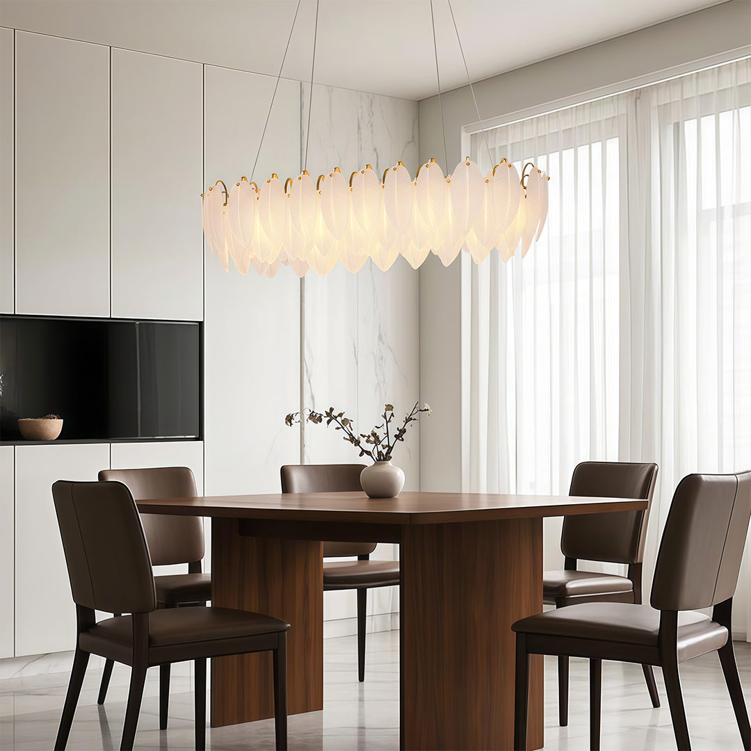 Modern Luxury Feather Glass Chandelier Ceiling Light
